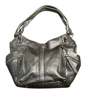 B. Makowsky Metallic Pewter Shoulder Bag